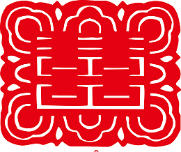 大红喜字贴花素材图