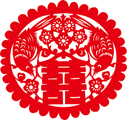 矢量创意囍字剪纸图