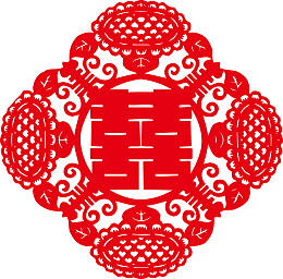 矢量红色窗花剪纸图