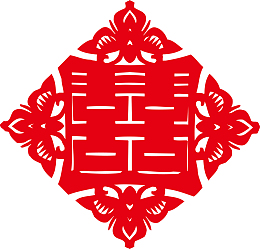 菱形双喜剪纸素材图