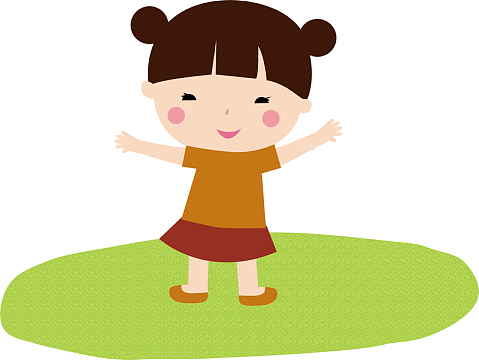 手绘卡通人物齐刘海女孩素材