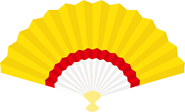 黄色矢量打开的卡通扇子