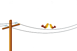 卡通手绘彩色电线杆