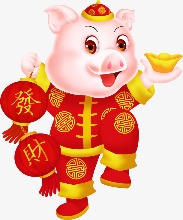 2019红色招财进宝生肖猪