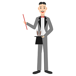 魔术师卡通劳动节人物矢量扁平插