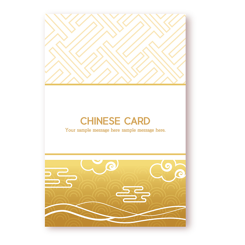 金色线条矢量中国风卡片