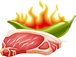 青椒回锅肉矢量卡通手绘