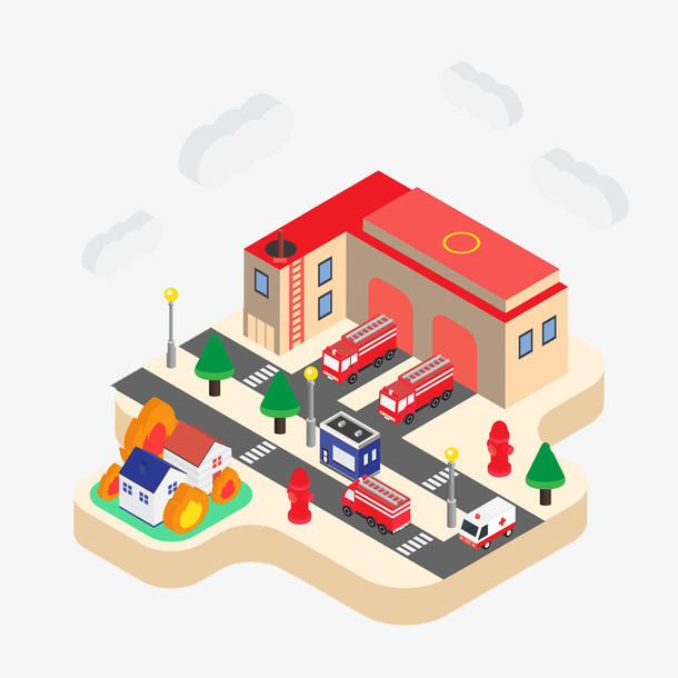 3d消防局俯视图素材免费下载_觅元素