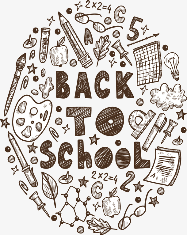 手绘文具开学海报