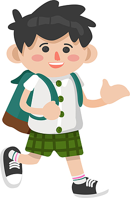 开学季背着书包的小男孩