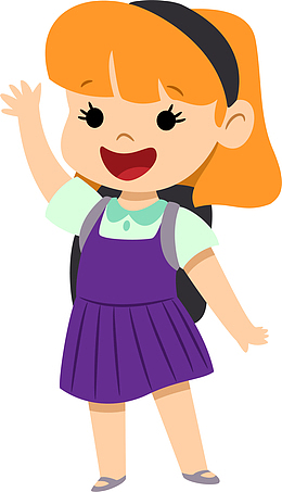 开学季招手的小女孩