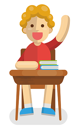 创意手绘上课提问举手的女孩