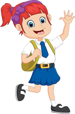 卡通人物小女孩开学季上学的图片