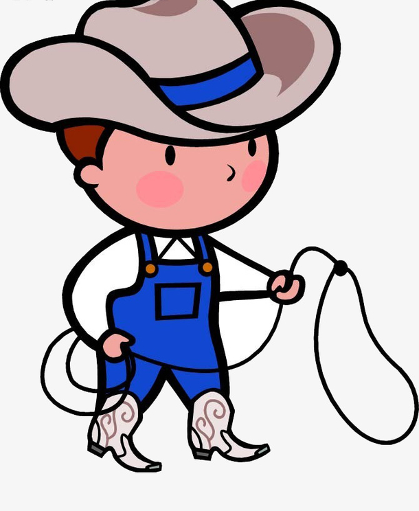 拿着绳子的牛仔卡通画矢量图