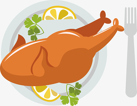 矢量卡通美食烧鸡素材