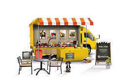 餐饮移动快餐车矢量素材