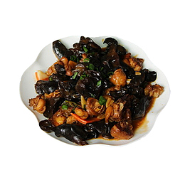 产品实物菜品木耳炒肉