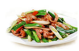 蒜苗炒咸肉丝