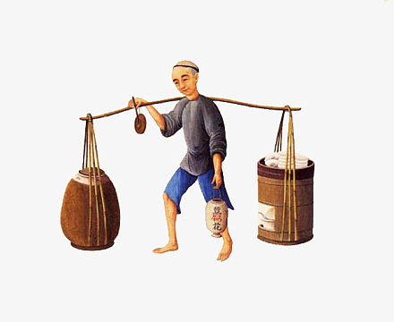 挑扁担卖豆花的人