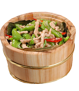 木桶青椒肉丝蒸饭PNG