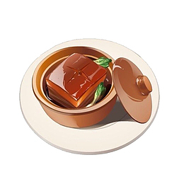 中国风美食餐饮手绘红烧肉PNG