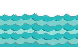 手绘卡通大海海浪
