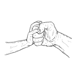手绘双手抱拳手势免抠