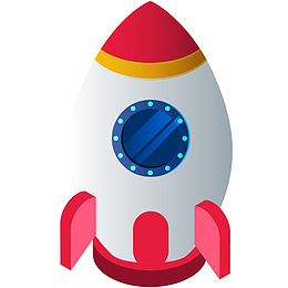 彩色3D立体火箭插画