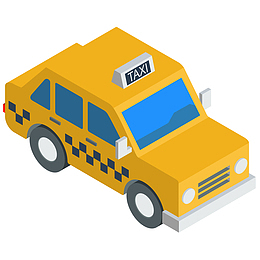 黄色出租车3D图标