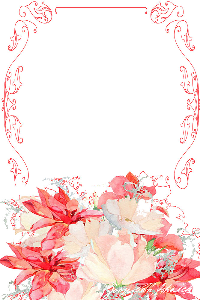 手绘粉红主题花朵边框