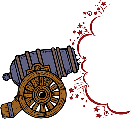 开火的卡通大炮武器