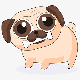 咬着骨头的卡通小狗