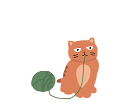 手绘可爱的猫咪小女孩骑木马