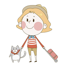 拉着行李箱旅行的女孩