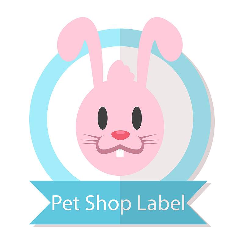 粉色兔子宠物店标签