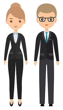 手绘男士女士穿正装