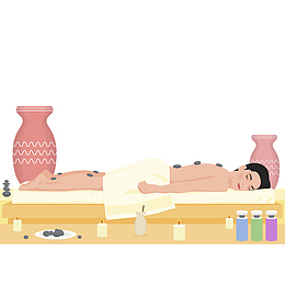 卡通做spa护理的女性
