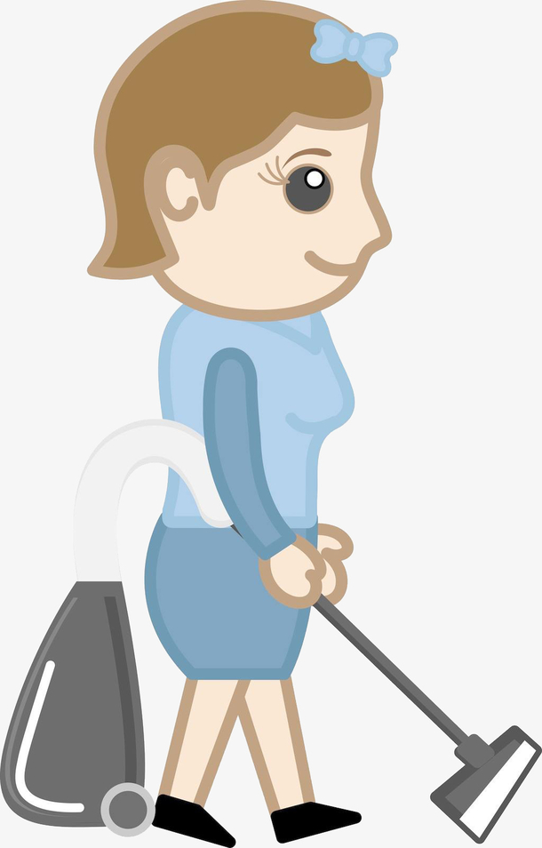 卡通侧面女性清洁工图案