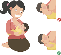 卡通人物女性喂奶乳房元素