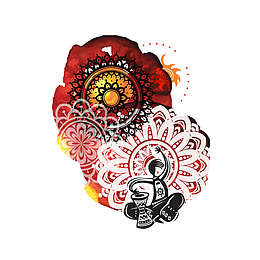创意花卉民乐插画