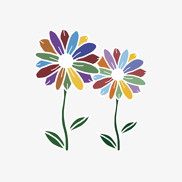 卡通七色花手绘图免抠素材免费下载 觅元素51yuansu Com