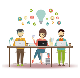 工作团队头脑风暴卡通图案