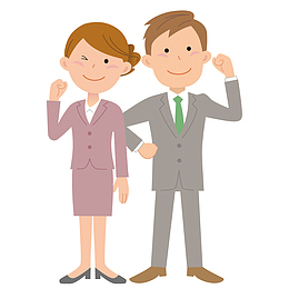 加油动作的男女白领