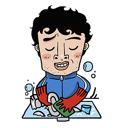 洗碗的男士