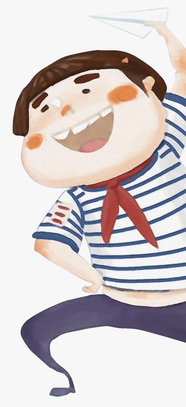 儿童节放飞机小男孩卡通