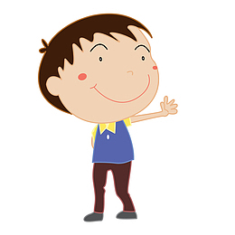卡通挥手的小男孩