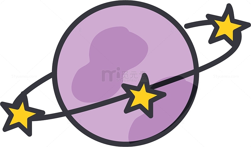 紫色卡通星星星球