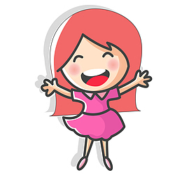 卡通大笑的女孩人物设计