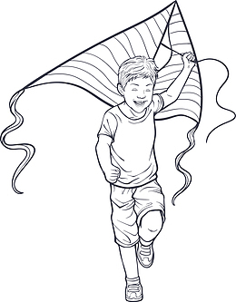 儿童节放风筝的男孩