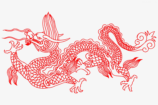 龙头epspng窗花剪纸png新年龙形圆形剪纸窗花png逢年过节的窗花png